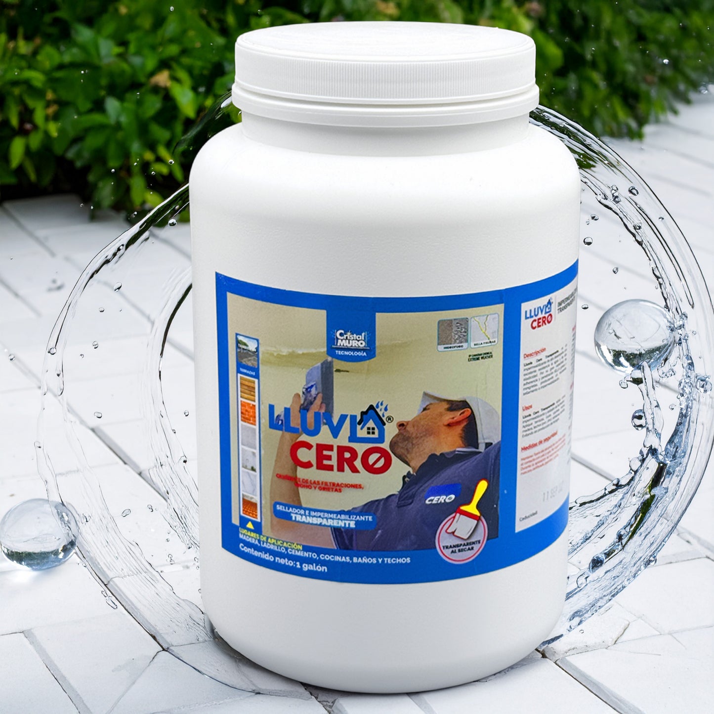 LLUVIA CERO® 1 Galon (3,79 Lts) de Sellador Impermeabilizante Transparente + Brocha de Regalo
