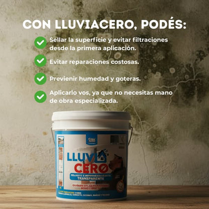 LLUVIA CERO® 4X1 de 4 LTS. de Sellador Impermeabilizante Transparente + Brocha de Regalo
