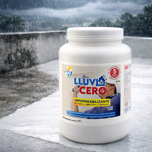 LLUVIA CERO® 1 Galon (3,79 Lts) de Sellador Impermeabilizante Blanco + Brocha de Regalo