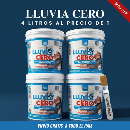LLUVIA CERO® 4X1 de 4 LTS. de Sellador Impermeabilizante Transparente + Brocha de Regalo