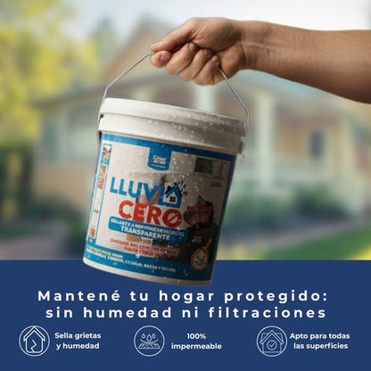LLUVIA CERO® 1 Galon (3,79 Lts) de Sellador Impermeabilizante Blanco + Brocha de Regalo